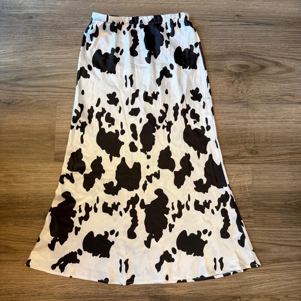 Cow-Print Midi Skirt | Size SMALL - Picture 2 of 4